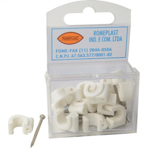 Grampo Fixa Fio Romeplast 08Mm Branco Com 15 Pecas 7896173400098