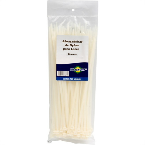 Abracadeira Nylon Brasfort Branca 2,5X100 100 Pecas 8625 Abracadeira Nylon Brasfort Branca 2,5X100 100 Pecas 8625