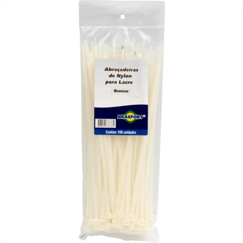 Abracadeira Nylon Brasfort Branca 4,8X350 100 Pecas 8638 Abracadeira Nylon Brasfort Branca 4,8X350 100 Pecas 8638