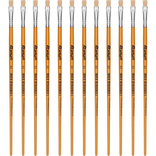 Pincel Para Artesanato Roma Ponta Chata 10 615 10 - Kit C/12 Pincel Para Artesanato Roma Ponta Chata 10 615 10 - Kit C/12