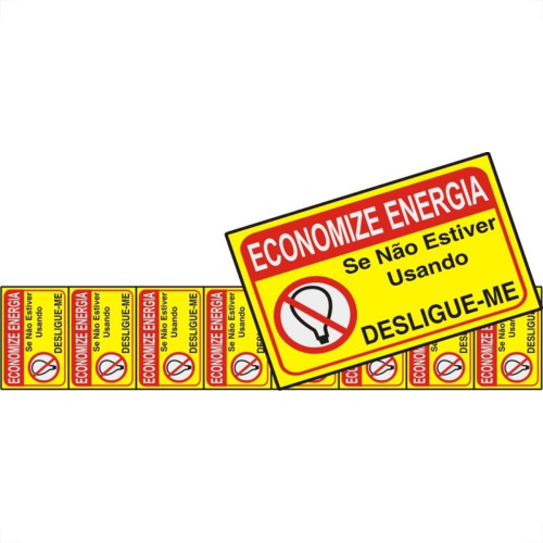 Placa Sinalizacao Aluminio 03X05 ''Economize Energia'' 8 Pecas 100Cu Placa Sinalizacao Aluminio 03X05 ''Economize Energia'' 8 Pecas 100Cu
