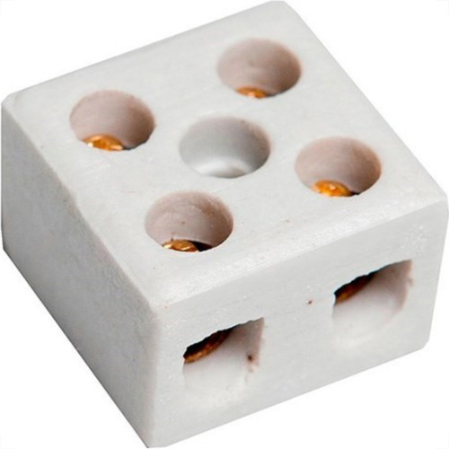 Conector Porcelana Brasfort 2 Polos 06Mm 8607 - Kit C/100 Conector Porcelana Brasfort 2 Polos 06Mm 8607 - Kit C/100