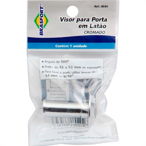 Visor Para Porta Brasfort Cromado 8534 Visor Para Porta Brasfort Cromado 8534