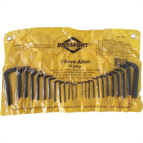 Chave Allen Brasfort 1/20 A 3/8*1A10 25 Pecas 8289 Chave Allen Brasfort 1/20 A 3/8*1A10 25 Pecas 8289