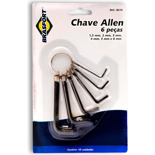 Chave Allen Brasfort 1,5 A 06Mm Com 06 Pecas 8215 Chave Allen Brasfort 1,5 A 06Mm Com 06 Pecas 8215