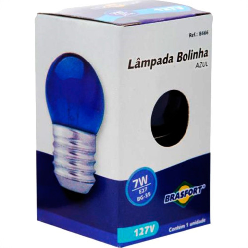 Lampada Bolinha Brasfort 07Wx127V Azul 8466 - Kit C/25 Lampada Bolinha Brasfort 07Wx127V Azul 8466 - Kit C/25