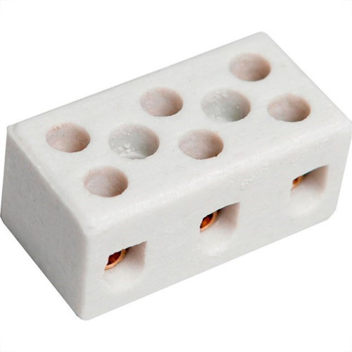 Conector Porcelana Brasfort 3Polos 16Mm 8767 - Kit C/12 Conector Porcelana Brasfort 3Polos 16Mm 8767 - Kit C/12