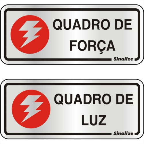 Placa Sinalizacao Aluminio 06X15 ''Quadro Forca Luz'' 2 Pecas 120Al Placa Sinalizacao Aluminio 06X15 ''Quadro Forca Luz'' 2 Pecas 120Al