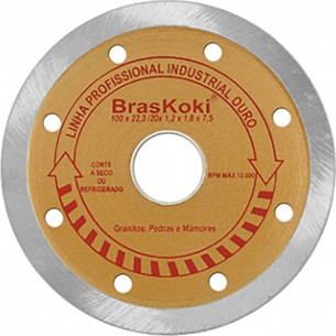 Disco Diamantado Braskoki 110Mm Turbo Jet Ouro Seco Agua 