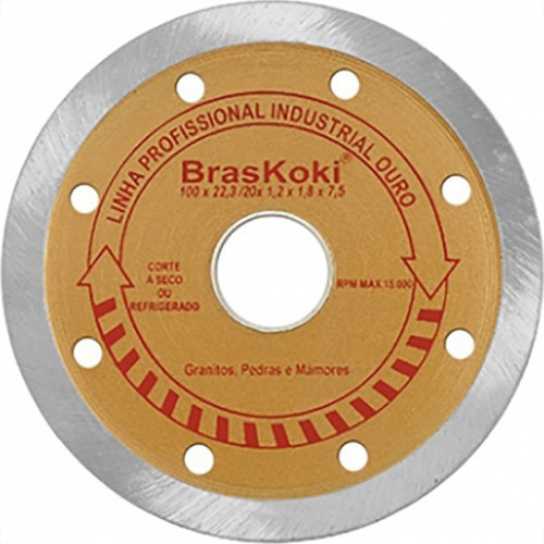 Disco Diamantado Braskoki 110Mm Turbo Jet Ouro Seco Agua 