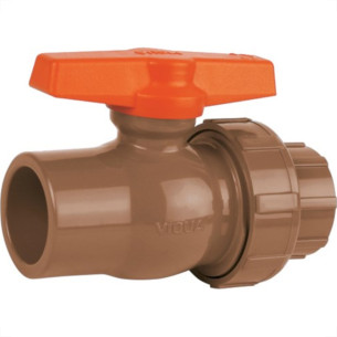 Registro Esfera Pvc Viqua Com Uniao 50Mm  Registro Esfera Pvc Viqua Com Uniao 50Mm