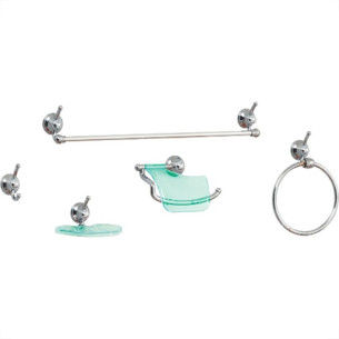 Acessorio Wc Aquaplas Star Cromado/Cristal 5 Pecas 
