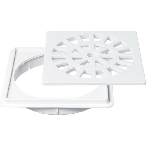 Grelha Plastica Herc Quadrada Branca Com Caixilho 10 297 - Kit C/6 