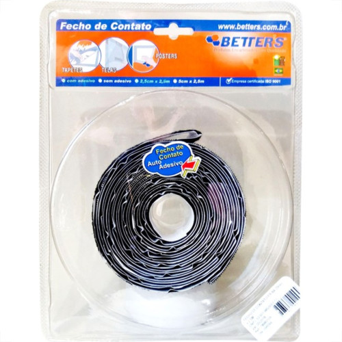 Fecho Contato Adesivo Preto 25X250Cm Rl109 Fecho Contato Adesivo Preto 25X250Cm Rl109