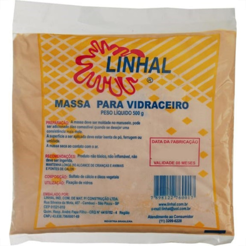 Massa Vidraceiro Linhal Pacote Com 500Gr 20012 - Kit C/12 Massa Vidraceiro Linhal Pacote Com 500Gr 20012 - Kit C/12
