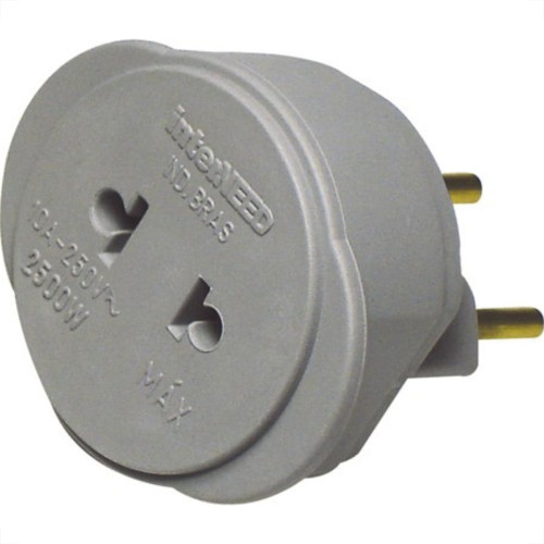 Pino Adaptador (Entrada =2 Redondo/Saida =2 Universal) Interneed Cinza 37804 - Kit C/10 Pino Adaptador (Entrada =2 Redondo/Saida =2 Universal) Interneed Cinza 37804 - Kit C/10