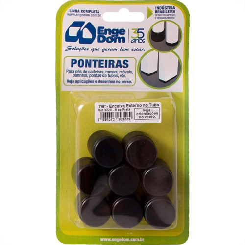 Ponteira Cadeira Engedom ''Pe'' Externo Preta 7/8'' 8 Pecas Redondo 3229 Ponteira Cadeira Engedom ''Pe'' Externo Preta 7/8'' 8 Pecas Redondo 3229