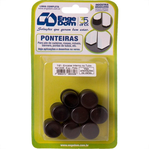 Ponteira Cadeira Engedom ''Pe'' Interno Preta 7/8'' 8 Pecas Redondo 3328 Ponteira Cadeira Engedom ''Pe'' Interno Preta 7/8'' 8 Pecas Redondo 3328