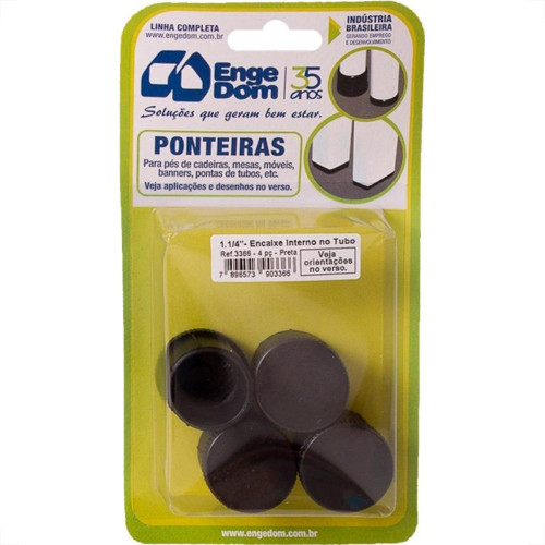 Ponteira Cadeira Engedom ''Pe'' Interno Preta 1.1/4'' 4 Preta Redondo 3366 Ponteira Cadeira Engedom ''Pe'' Interno Preta 1.1/4'' 4 Preta Redondo 3366