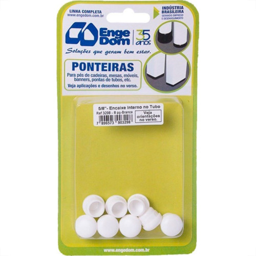 Ponteira Cadeira Engedom ''Pe'' Interno Branca 5/8'' 8 Pecas Redondo 3298 Ponteira Cadeira Engedom ''Pe'' Interno Branca 5/8'' 8 Pecas Redondo 3298