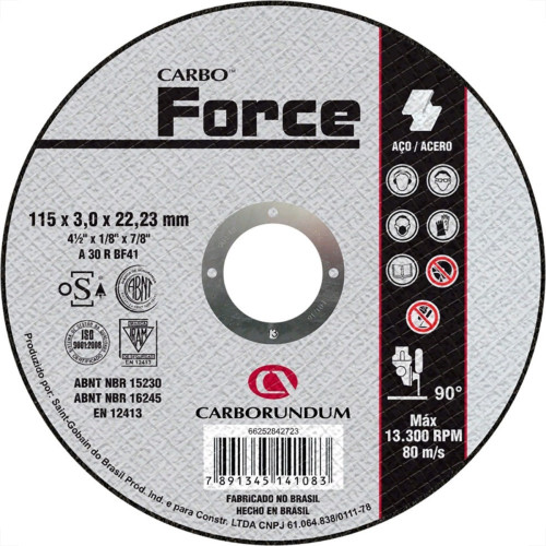 Disco De Corte Para Ferro Carborundum 4.1/2 X 1/8 X 7/8 Disco De Corte Para Ferro Carborundum 4.1/2 X 1/8 X 7/8