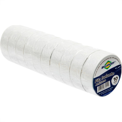 Fita Isolante Brasfort 10M X 19Mm Branca 8648 - Kit C/10 Fita Isolante Brasfort 10M X 19Mm Branca 8648 - Kit C/10