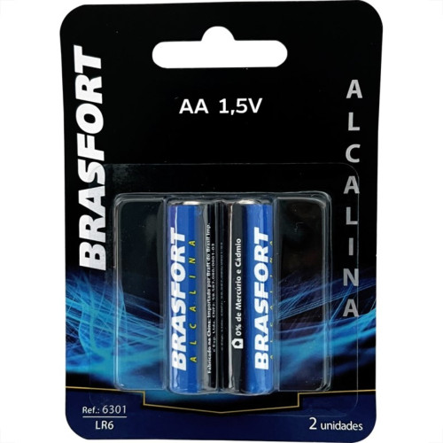 Pilha Brasfort Alcalina Pequena ''Aa'' Cartela 2 Pecas 6301 Pilha Brasfort Alcalina Pequena ''Aa'' Cartela 2 Pecas 6301