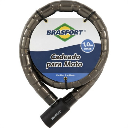Cadeado Para Moto Brasfort Com Chave 22X1,0M 7012 Cadeado Para Moto Brasfort Com Chave 22X1,0M 7012