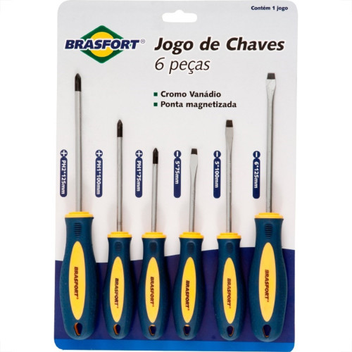 Chave Fenda/Phillips Brasfort Com 06 Pecas 7029 Chave Fenda/Phillips Brasfort Com 06 Pecas 7029