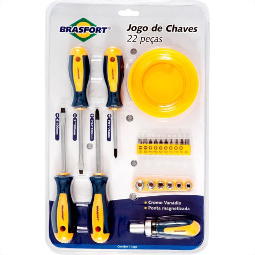 Chave Fenda/Phillips/Torx Brasfort Com Catraca Com 22 Pecas 7031 Chave Fenda/Phillips/Torx Brasfort Com Catraca Com 22 Pecas 7031