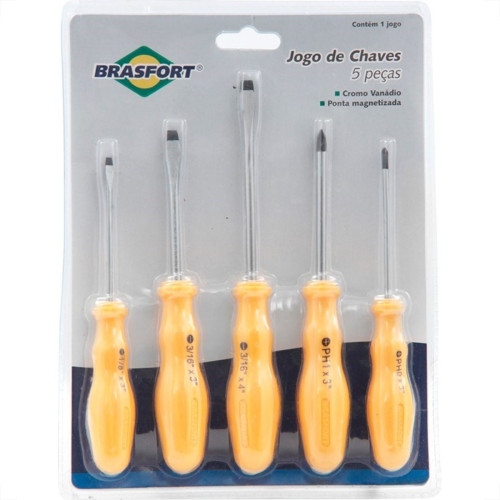 Chave Fenda/Phillips Brasfort Magnetica Com 05 Pecas 8027 Chave Fenda/Phillips Brasfort Magnetica Com 05 Pecas 8027