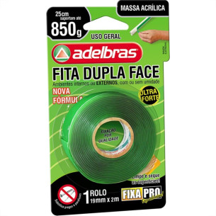 Fita Dupla Face Adelbras Interna Externa 19 X 2M