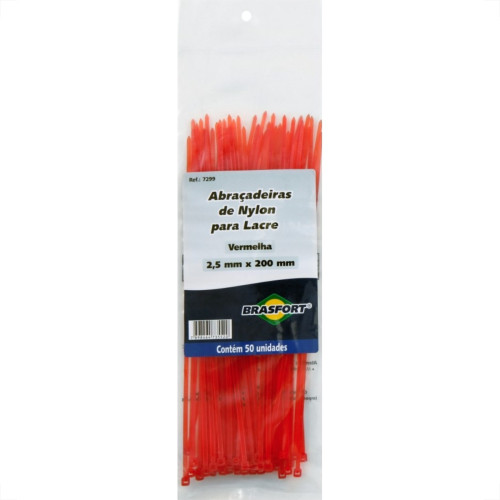 Abracadeira Nylon Brasfort Vermelha 2,5X200 50 Pecas 7299 Abracadeira Nylon Brasfort Vermelha 2,5X200 50 Pecas 7299