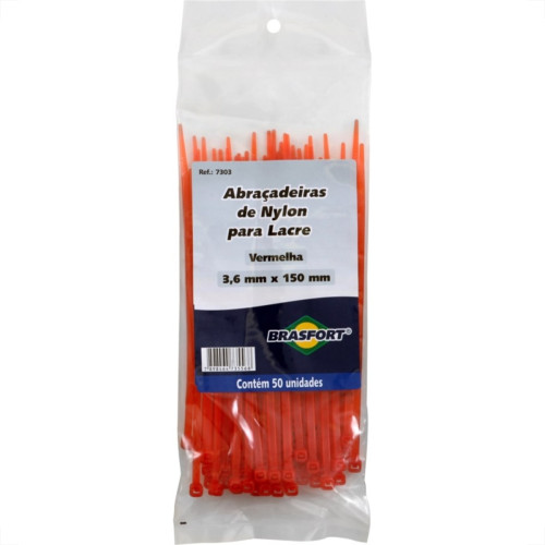 Abracadeira Nylon Brasfort Vermelha 3,6X150 50 Pecas 7303 Abracadeira Nylon Brasfort Vermelha 3,6X150 50 Pecas 7303