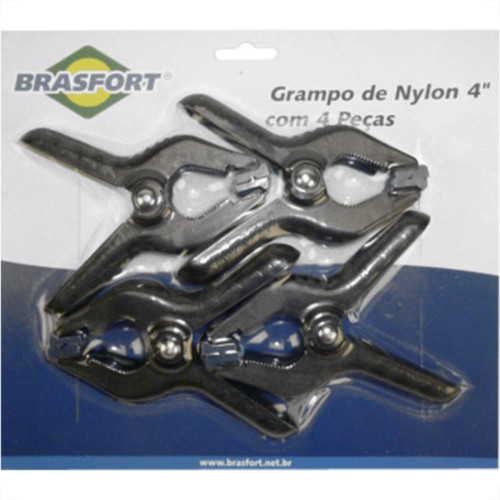 Grampo Rapido Marceneiro Brasfort 4''Nylon 4 Pecas 7354 Grampo Rapido Marceneiro Brasfort 4''Nylon 4 Pecas 7354