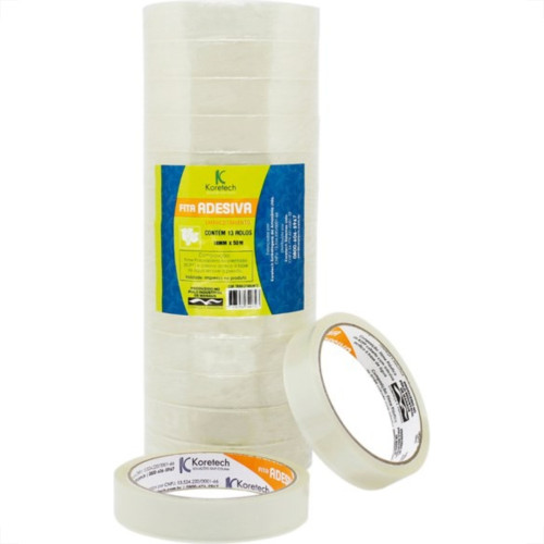 Fita Adesiva Transparente Koretech 18X50 Rf.12.10.4.0021 - Kit C/13 Fita Adesiva Transparente Koretech 18X50 Rf.12.10.4.0021 - Kit C/13
