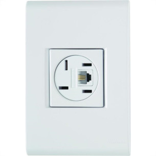 Conjunto Tramontina Liz 4X2 Branco Com Placa (1 Tomada Fone+Rj11) 