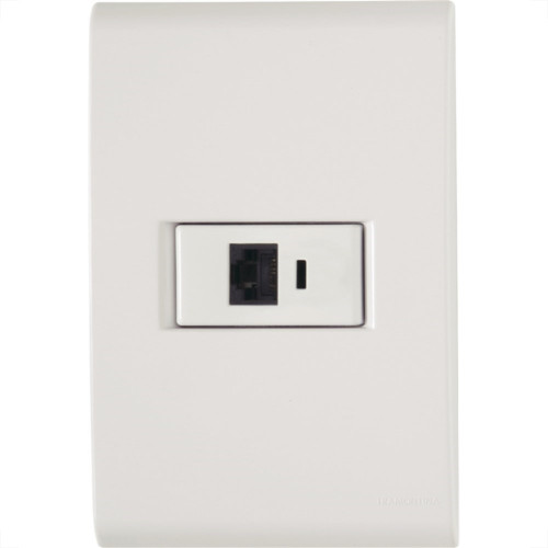 Conjunto Tramontina Liz 4X2 Branco Com Placa (1 Tomada Rj11) 