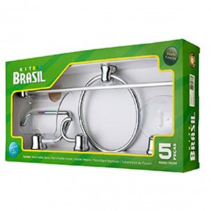 Acessorio Wc Brasil Cromado Cristal 5 Pecas B1302050/10 Acessorio Wc Brasil Cromado Cristal 5 Pecas B1302050/10