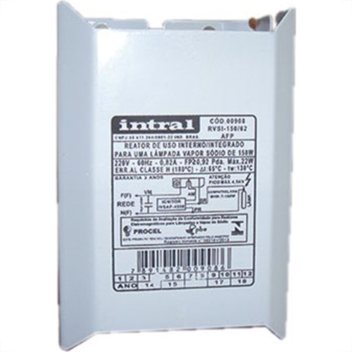 Reator Intral Vapor Sodio Interno 150W Ignitor+Capacitor Alto Fator 908