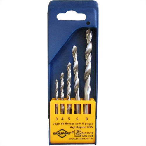 Broca Aco Rapido Brasfort 3 A 8Mm 5 Pecas 7518 Broca Aco Rapido Brasfort 3 A 8Mm 5 Pecas 7518