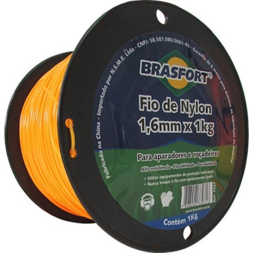 Fio De Nylon Brasfort Redondo 1,6Mm/430M 1Kg 7537 Fio De Nylon Brasfort Redondo 1,6Mm/430M 1Kg 7537