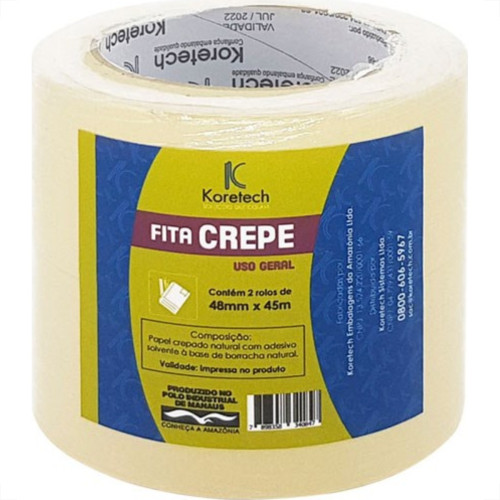 Fita Crepe Koretech 48X45M Pa.12.10.4.0021 - Kit C/2 Fita Crepe Koretech 48X45M Pa.12.10.4.0021 - Kit C/2