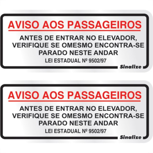 Placa Sinalizacao Aluminio 15X06 ''Aviso Elevador'' 2 Pecas 120Bk Placa Sinalizacao Aluminio 15X06 ''Aviso Elevador'' 2 Pecas 120Bk