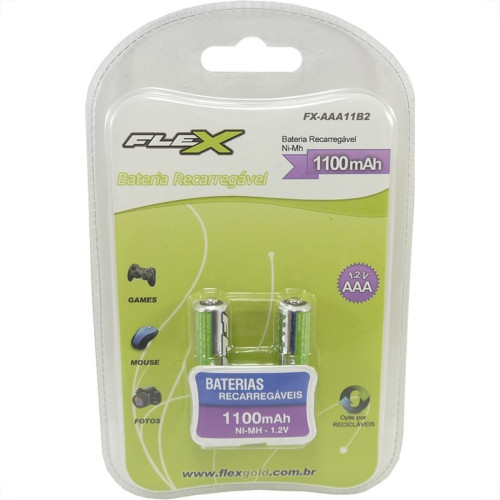 Pilha Recarregavel Flexgold Palito ''Aaa'' 2 Pecas 1100Mah Fx-Aaa11B2 Pilha Recarregavel Flexgold Palito ''Aaa'' 2 Pecas 1100Mah Fx-Aaa11B2