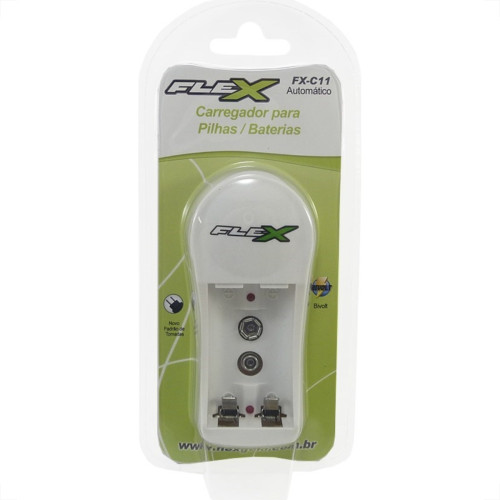 Carregador Para Pilhas 2Aa/Aaa Ou 1 Bateria 9V Flex Bivolt Fx. C.11 Carregador Para Pilhas 2Aa/Aaa Ou 1 Bateria 9V Flex Bivolt Fx. C.11