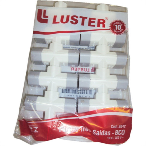 Pino 3 Saidas 2 Polos Luster Branco 2042 - Kit C/10 Pino 3 Saidas 2 Polos Luster Branco 2042 - Kit C/10