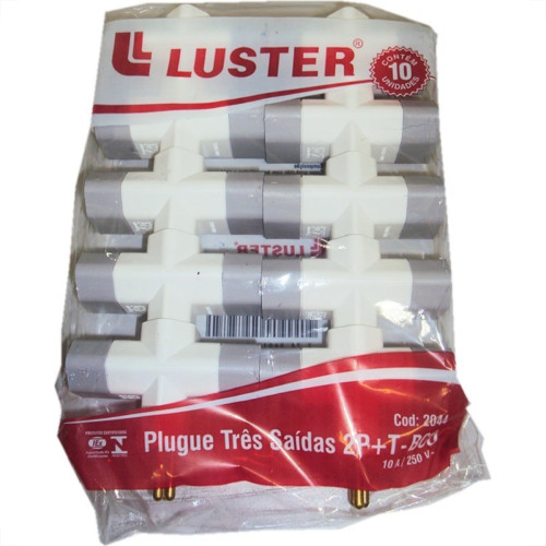Pino 3 Saidas 2 Polos+Terra Luster Branco 2044 - Kit C/10 Pino 3 Saidas 2 Polos+Terra Luster Branco 2044 - Kit C/10
