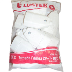 Pino Femea 2 Polos+Terra Luster Branco 2079 . / Kit C/ 10