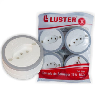 Tomada Externa Luster 2 Polos +Terra 10A Branca 2081 . / Kit C/ 10